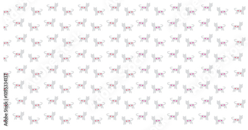 cats vector seamless pattern with gray cats inside hearts and cat hearts seamless background