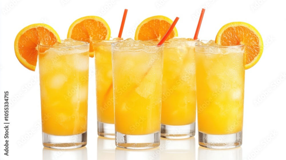 National Harvey Wallbanger Day. Refreshing Orange Juice Cocktails with Ice and Slices National Harvey Wallbanger Day. Refreshing Orange Juice Cocktails with Ice and Slices