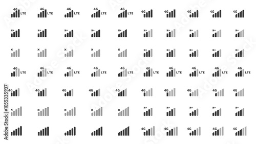 Mobile Signal Strength and Network Icons Set