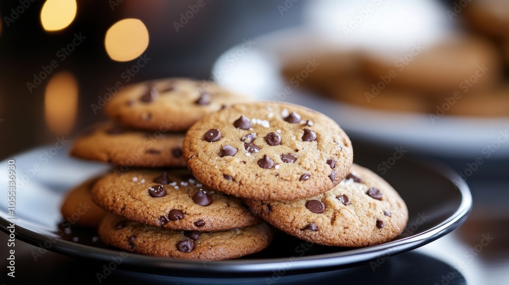 Freshly Baked Chocolate Chip Cookies on a Plate . National Spicy Hermit Cookie Day Freshly Baked Chocolate Chip Cookies on a Plate . National Spicy Hermit Cookie Day
