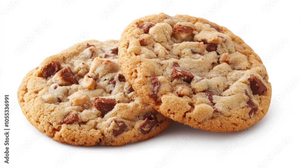 Peanut and Chocolate Chip Cookies on White Background. National Spicy Hermit Cookie Day Peanut and Chocolate Chip Cookies on White Background. National Spicy Hermit Cookie Day
