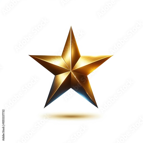 Golden 3D Star Isolated on White Background - Symbol of Excellence, Achievement, and Luxury