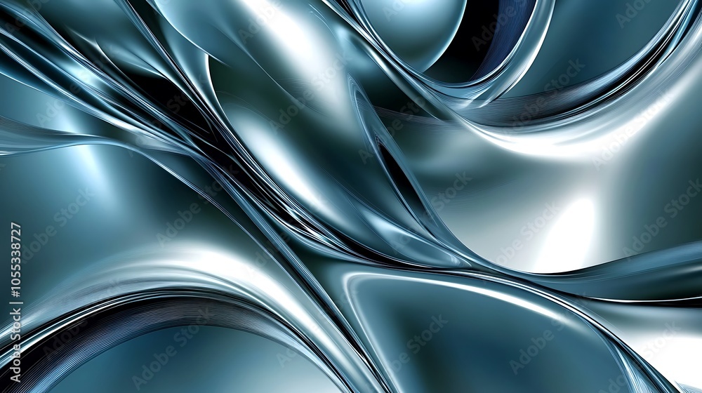 Fototapeta premium A futuristic abstract background with metallic textures, shades of silver and blue, smooth gradients and glowing accents, creating a high-tech and sleek look