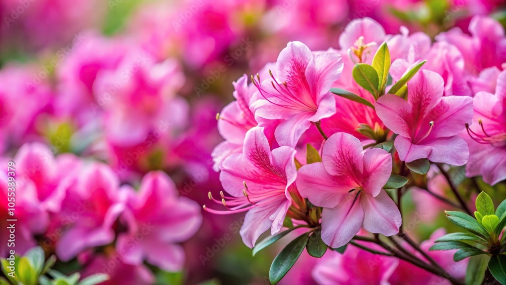 Aerial view of vibrant pink azalea flowers in natural light Aerial view of vibrant pink azalea flowers in natural light