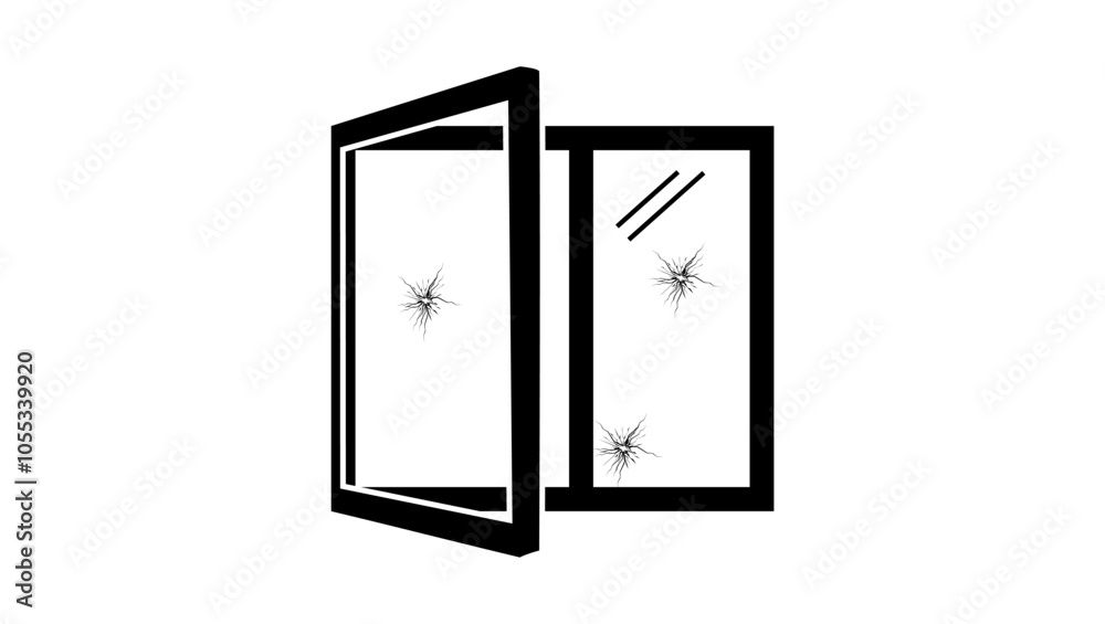bullet holes in window, black isolated silhouette bullet holes in window, black isolated silhouette