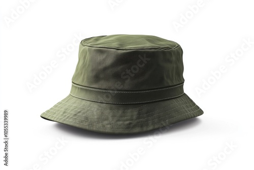 Green bucket hat isolated on white