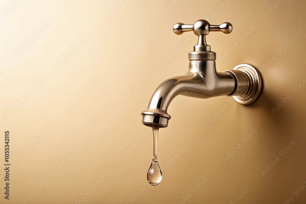 A beige background with a dripping faucet creates a sense of melancholy, dripping faucet, porcelain sink A beige background with a dripping faucet creates a sense of melancholy, dripping faucet, porcelain sink