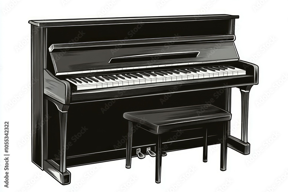 piano white background, black and white color piano white background, black and white color