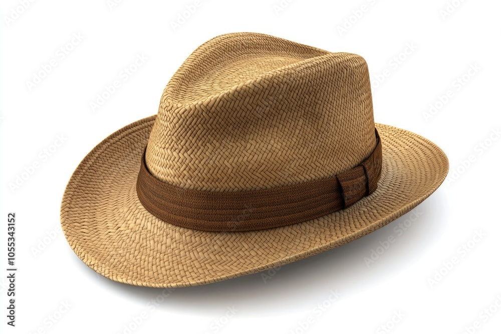 Straw fedora hat isolated on a white background beach hat summer hat Straw fedora hat isolated on a white background beach hat summer hat