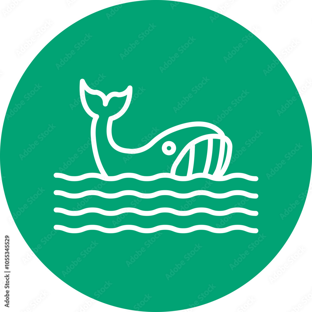 Naklejka premium Whale line circle icon