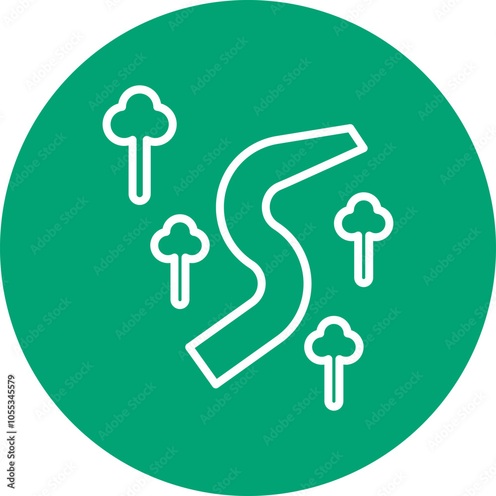 Coastal Path line circle icon Coastal Path line circle icon