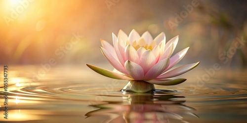 Wallpaper Mural A close-up of a single lotus flower on a beige background with soft light and delicate ripples on the water surface, beige background, serene atmosphere, calm environment Torontodigital.ca