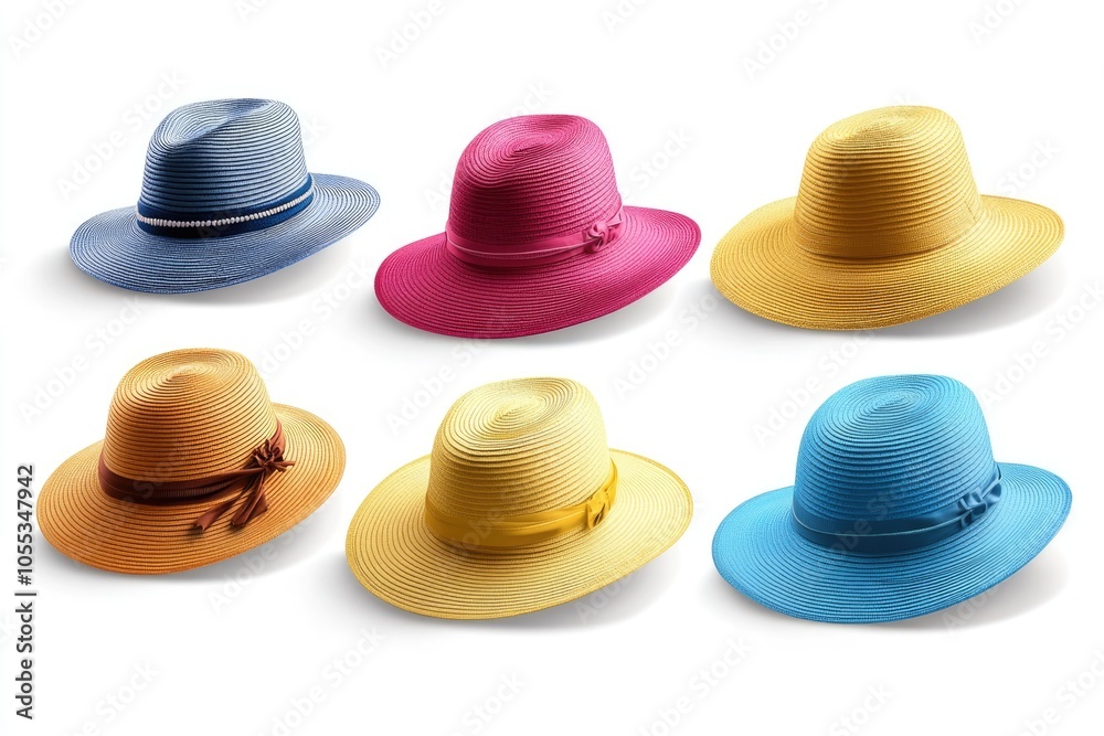 Womens hats isolated on white background womens beach hats colorful hats. Womens hats isolated on white background womens beach hats colorful hats.