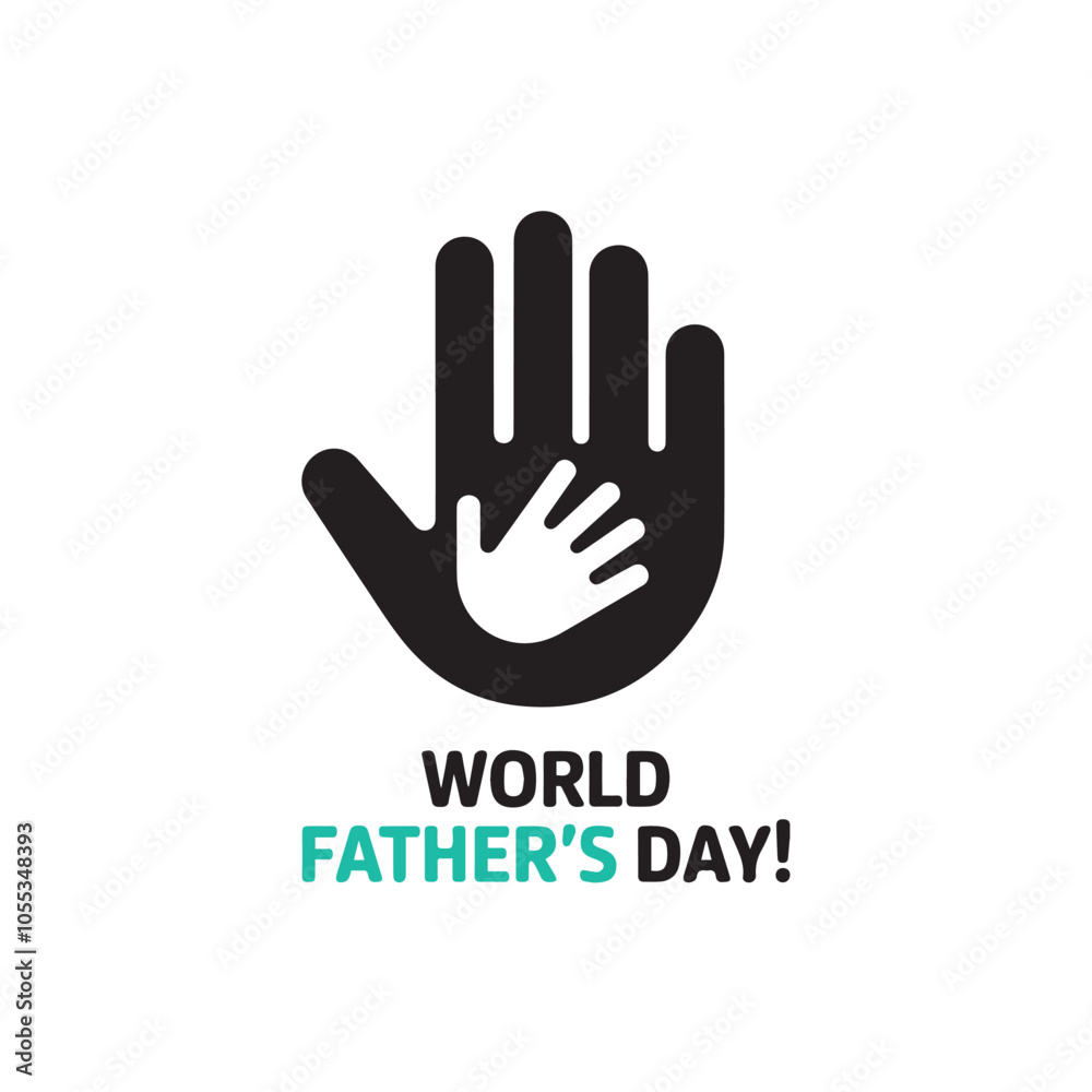 Holding Hand of a child in the hand of an adult vector logo. World Father Day. Symbol of care, kindness, family, children, parents. Light lantern ray hand shadow Holding Hand of a child in the hand of an adult vector logo. World Father Day. Symbol of care, kindness, family, children, parents. Light lantern ray hand shadow