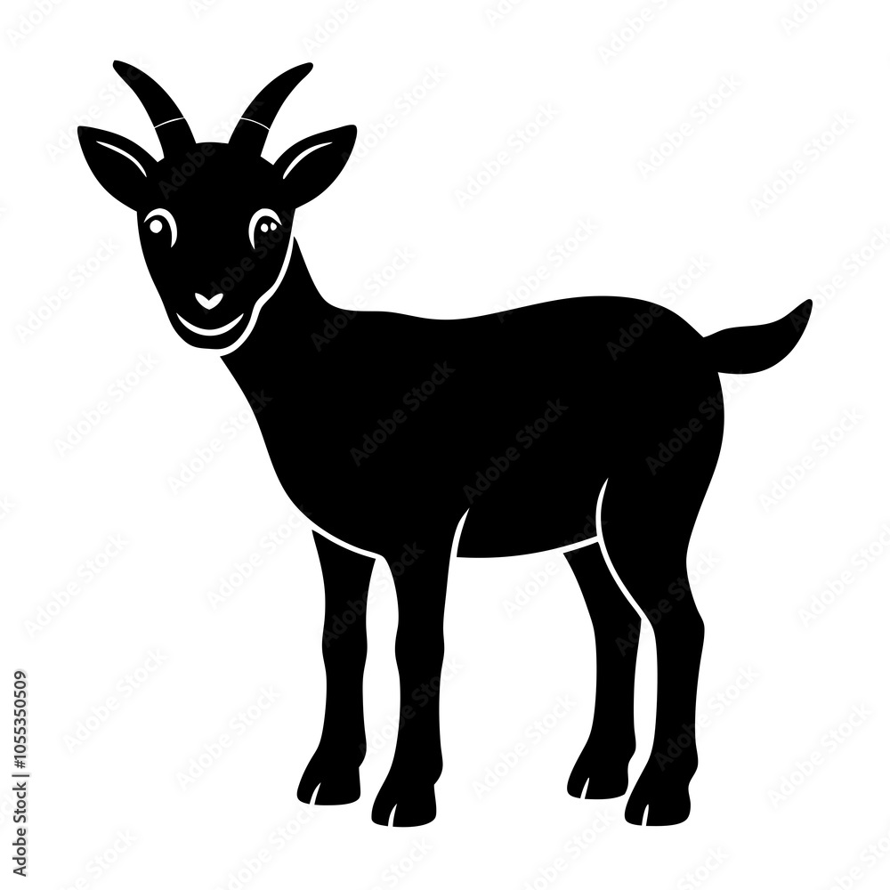 Pygmy Goat Silhouette vector illustration on a white background Pygmy Goat Silhouette vector illustration on a white background