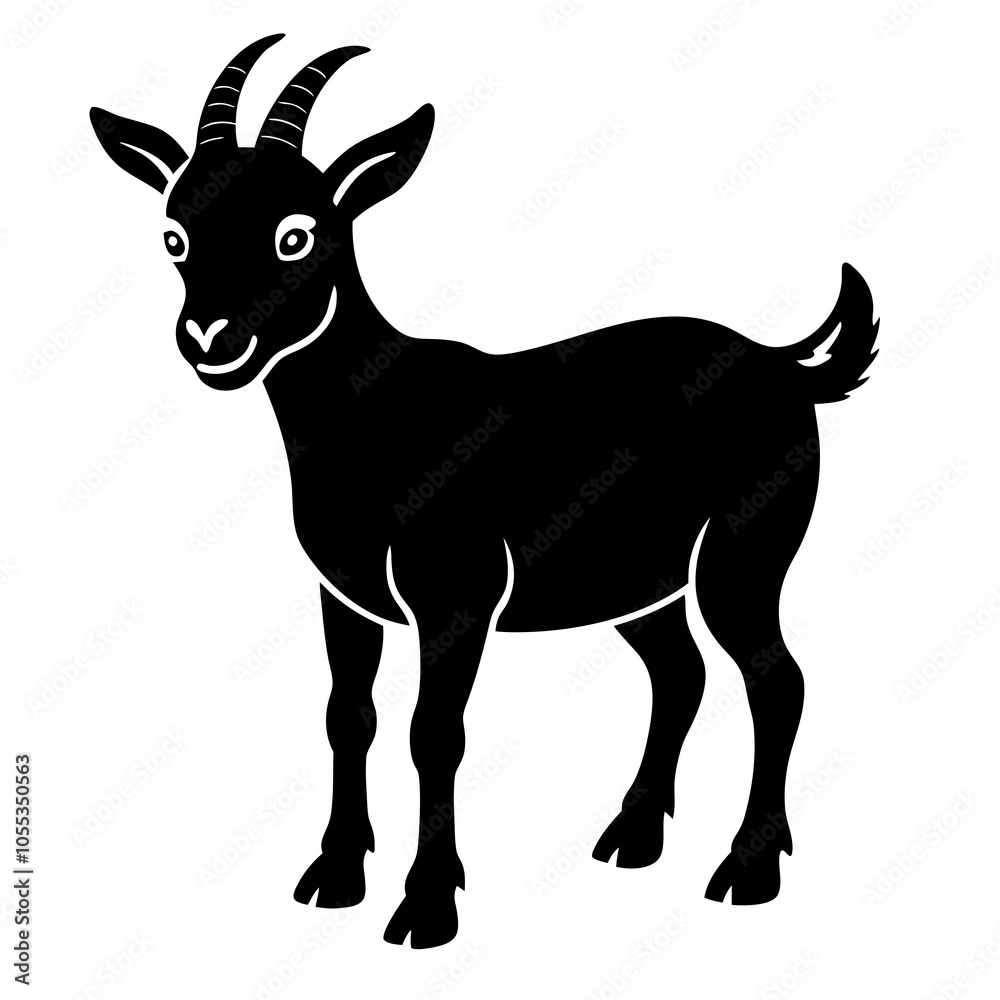 Pygmy Goat Silhouette vector illustration on a white background Pygmy Goat Silhouette vector illustration on a white background