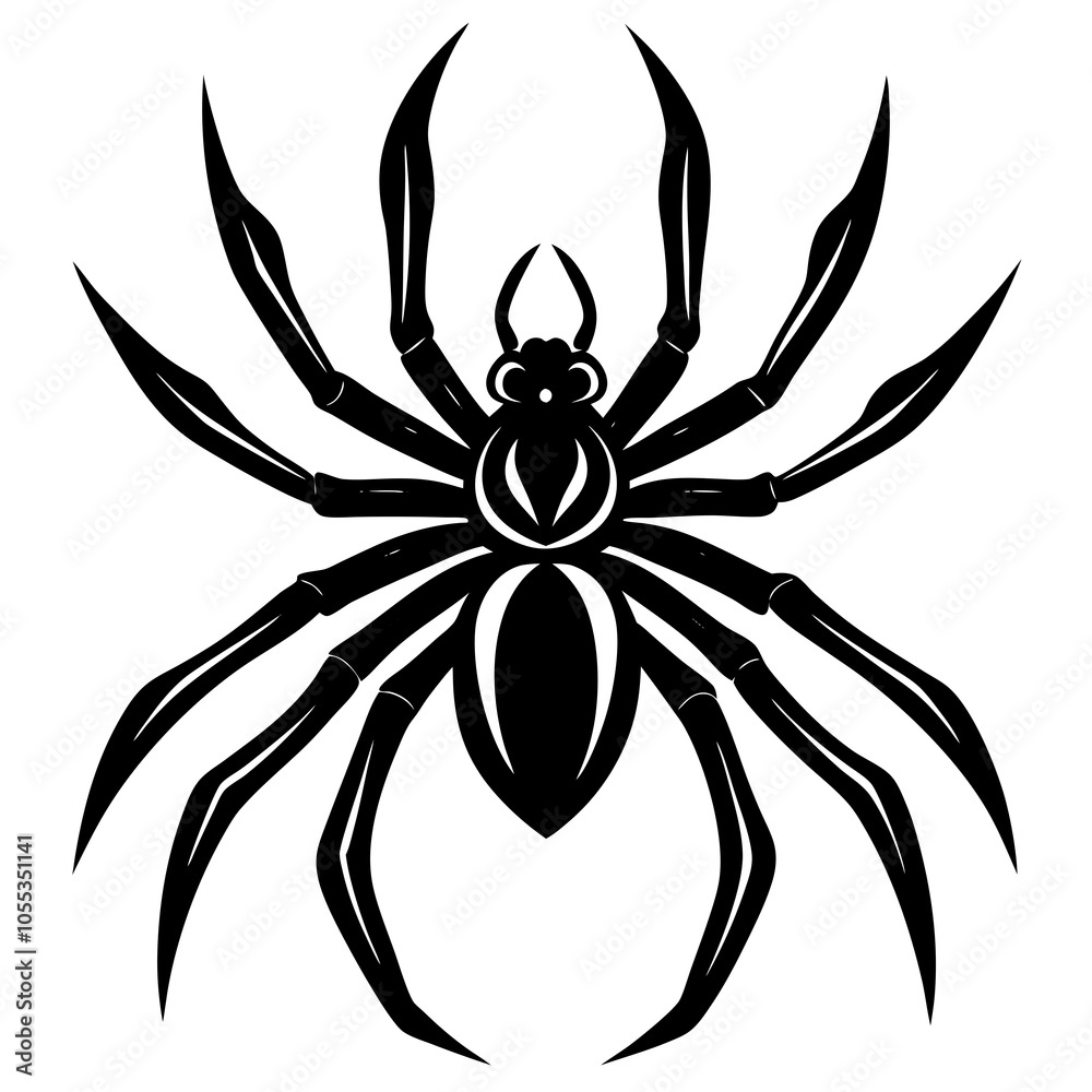 Spider Silhouette vector illustration on a white background Spider Silhouette vector illustration on a white background