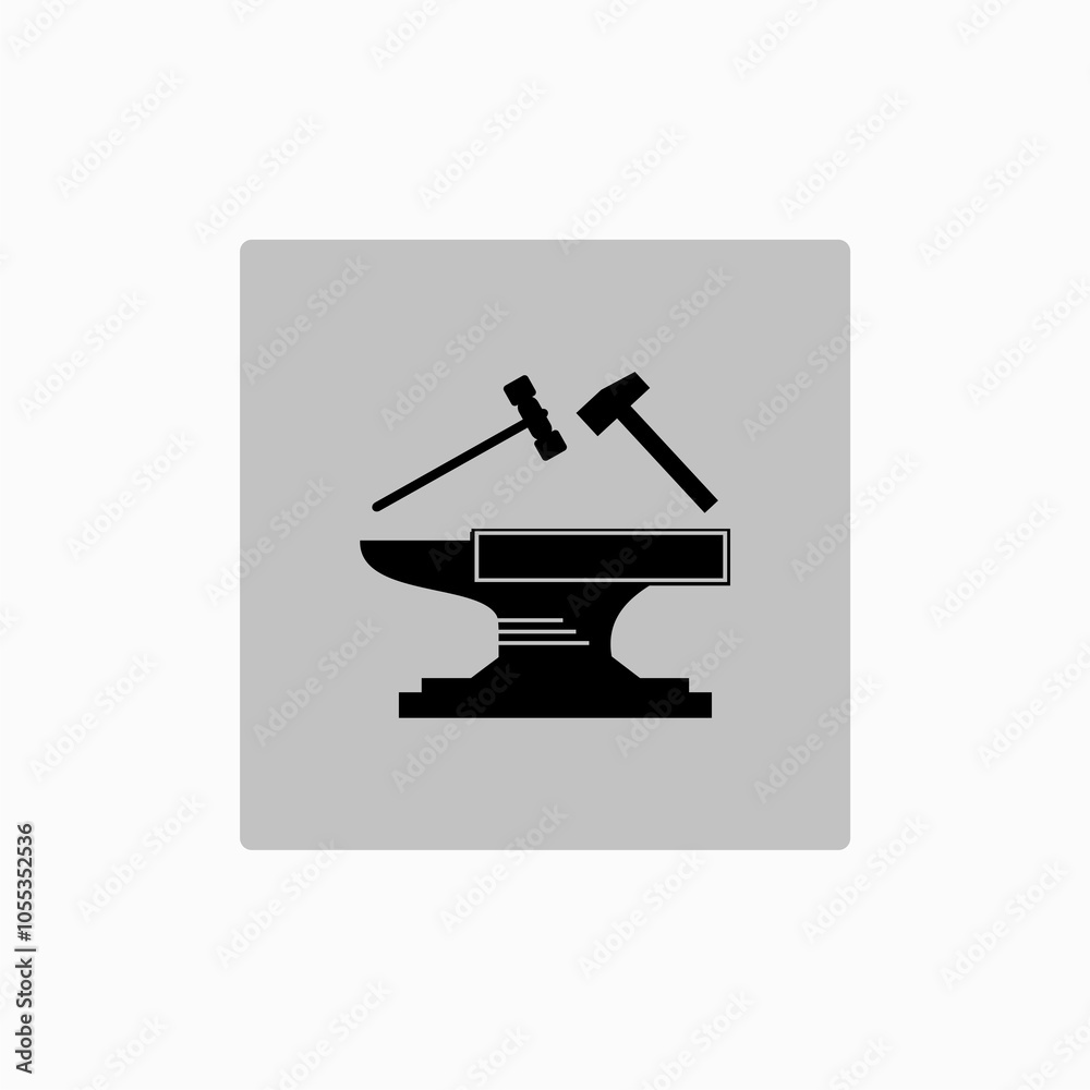 Forge icon. Smithy symbol. Hammer and anvil emblem. Forge icon. Smithy symbol. Hammer and anvil emblem.