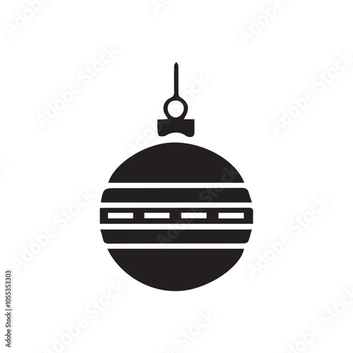 Christmas ornament, minimalist silhouette, black and white, spherical design, simple and modern, icon style, hanging decoration