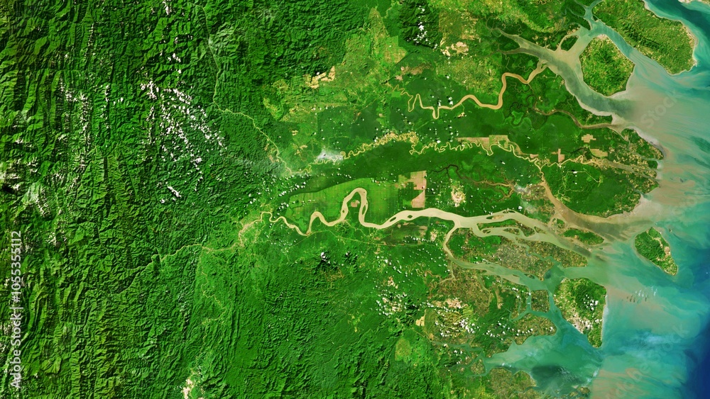 Obraz premium 4K Tarakan of Indonesia Map, High Resolution Satellite View With No Border, Widescreen 4K Resolution