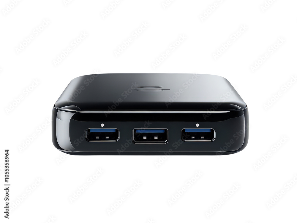 Compact black USB hub with multiple ports, ideal for connecting various devices and expanding connectivity in a sleek design. Compact black USB hub with multiple ports, ideal for connecting various devices and expanding connectivity in a sleek design.