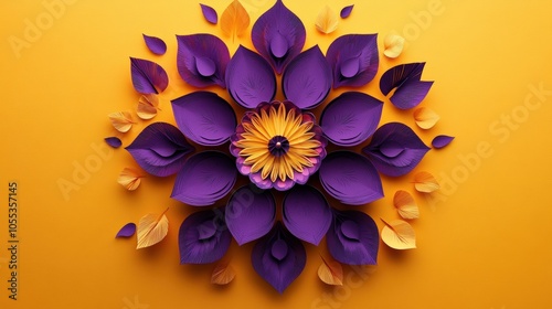 Vibrant paper flower arrangement on bright yellow backdrop