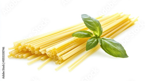 Linguine: Heap of Flattened Linguine Pasta - Italian Cuisine and Culinary Food Concept