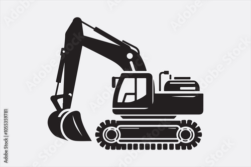 a black silhouette of an excavator