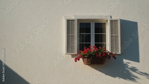 Bright minimalist wall featuring a window