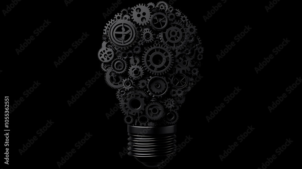 Light Bulb with Gears Symbolizing Creative Ideas Light Bulb with Gears Symbolizing Creative Ideas