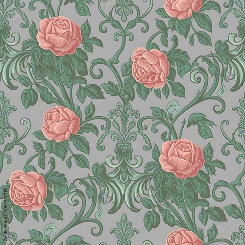 Wallpaper Mural Vector set collection of romantic floral seamless pattern for decoration damask wallpaper, vintage style Torontodigital.ca