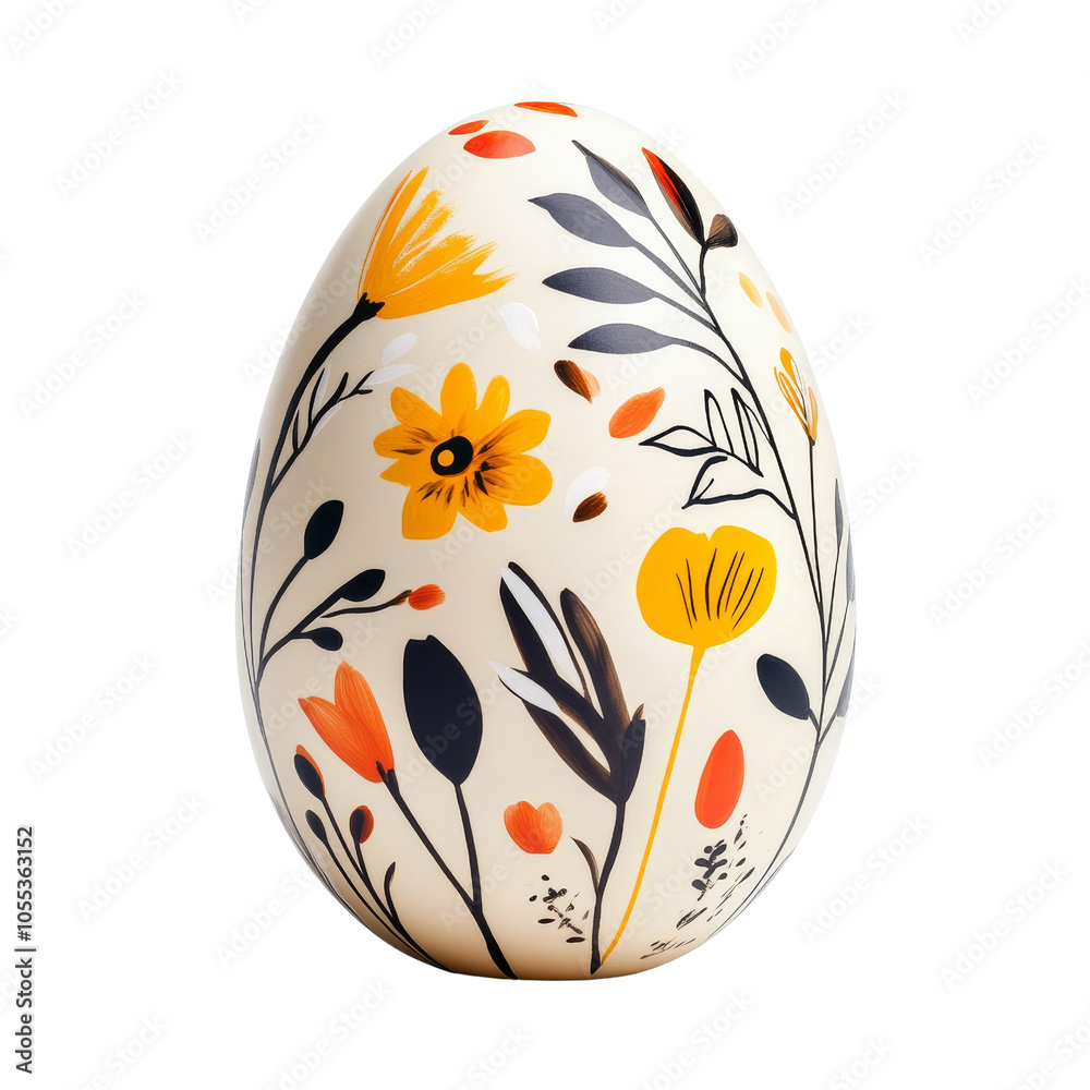 Decorative egg with floral patterns on transparent background. Decorative egg with floral patterns on transparent background.
