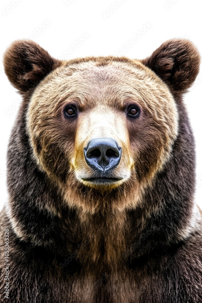 Obraz premium A close-up view of a brown bear's face, showcasing its fur and expression