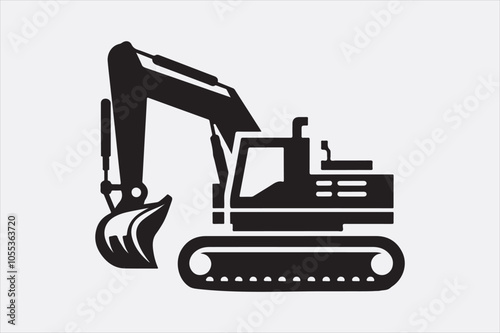 a black silhouette of an excavator