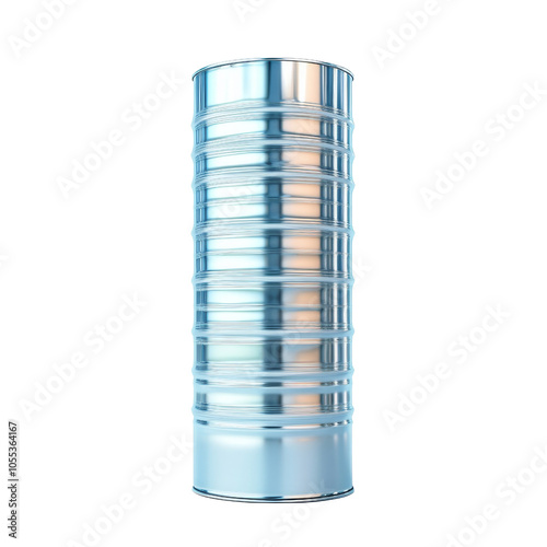 Shiny metallic barrel with a modern design on transparent background. photo