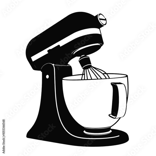 a black and white illustration of a kitchenaid mixer