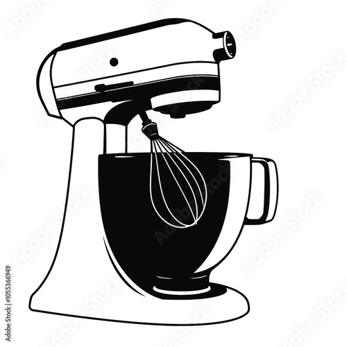 a black and white illustration of a kitchenaid mixer