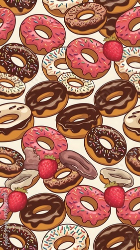 Wallpaper Mural Donuts seamless pattern - vector illustration. eps 10 Torontodigital.ca