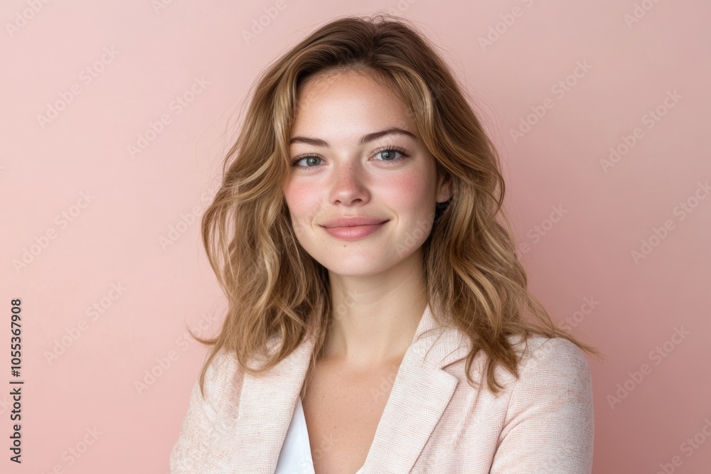 A young woman poses with confidence and poise in front of the camera, ready to capture her best side A young woman poses with confidence and poise in front of the camera, ready to capture her best side