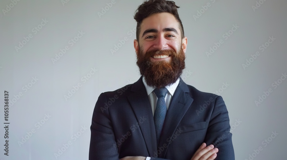 Happy non binary man in suit smiling confidently. Happy non binary man in suit smiling confidently.