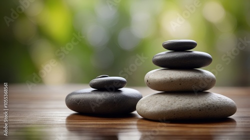 spa still life with zen stone, candle, and flowers 