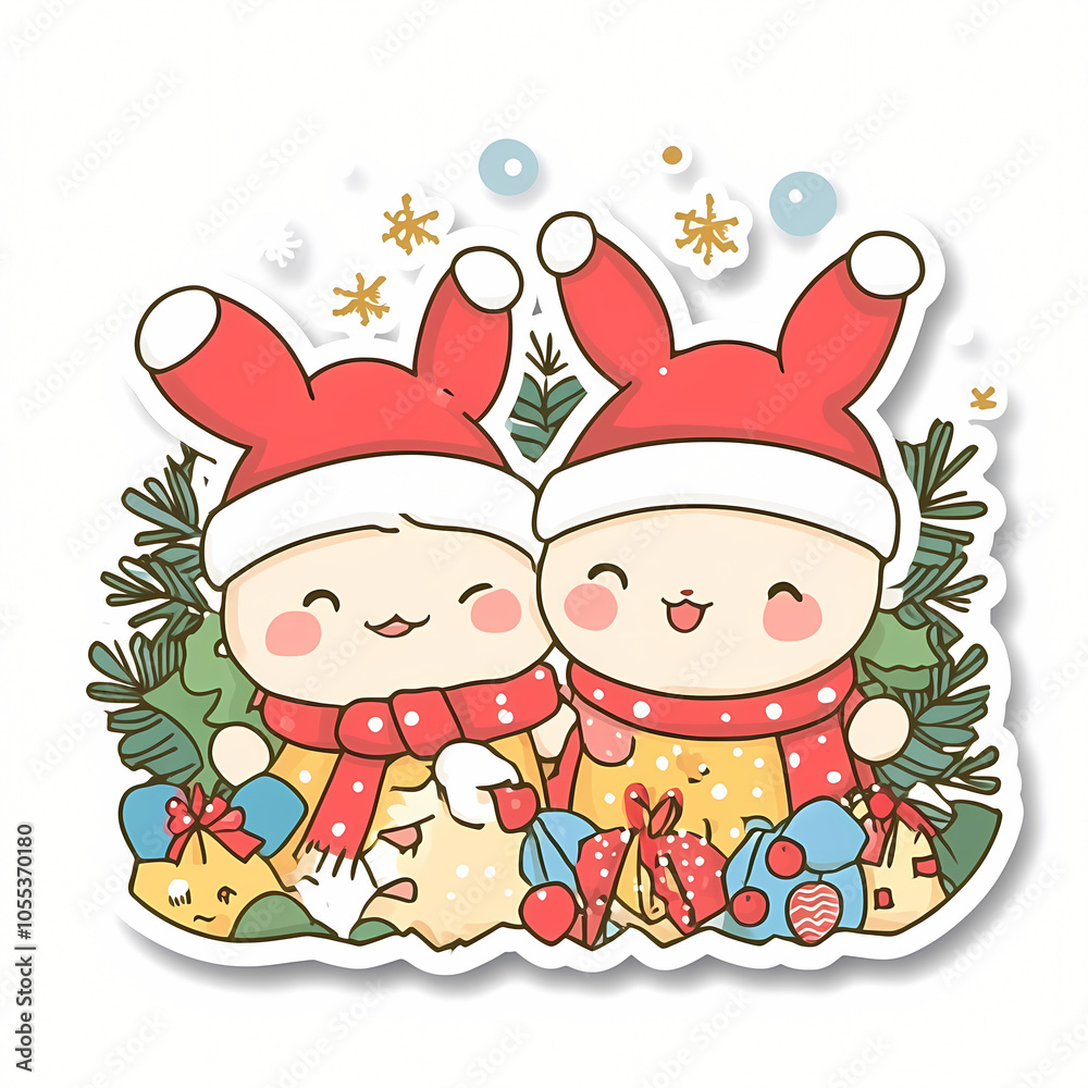 Naklejka premium Cute Seasonal Greetings Sticker in Simple Style