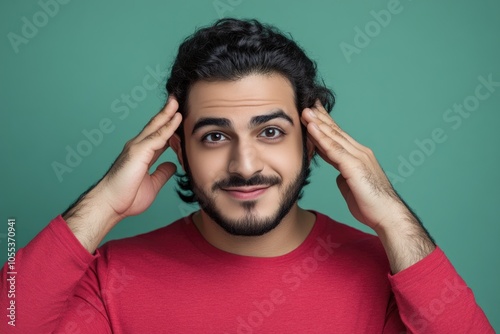 A person covering their ears with their hands, possibly due to loud noise or discomfort