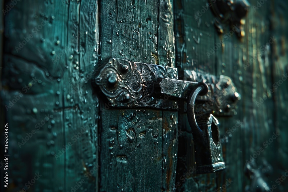 A close-up view of a wooden door lock A close-up view of a wooden door lock