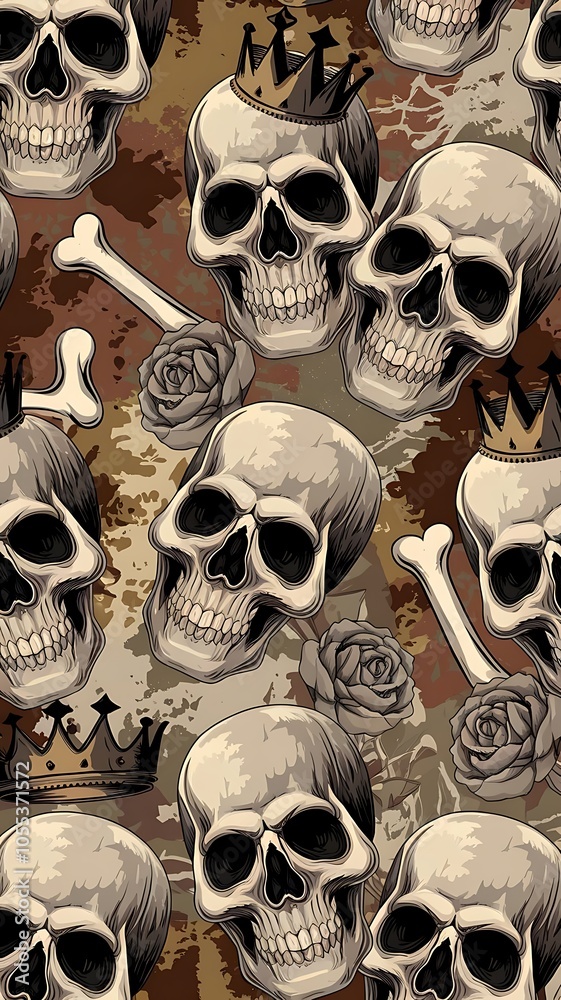Grunge seamless pattern with skulls. Vector illustration. Grunge seamless pattern with skulls. Vector illustration.