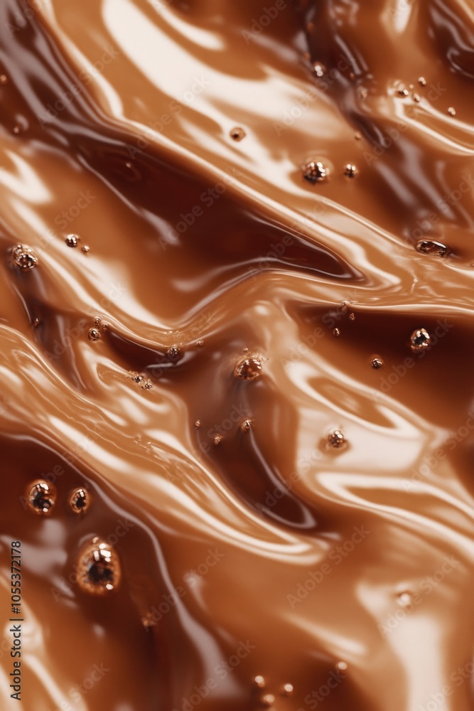 A close-up shot of a rich and creamy chocolate surface, perfect for food and beverage photography or packaging design A close-up shot of a rich and creamy chocolate surface, perfect for food and beverage photography or packaging design