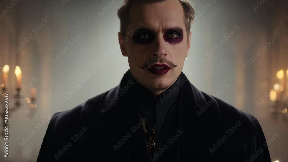 Vampire Male vampire in a dark cloak: mystical image. Vampire Male vampire in a dark cloak: mystical image.