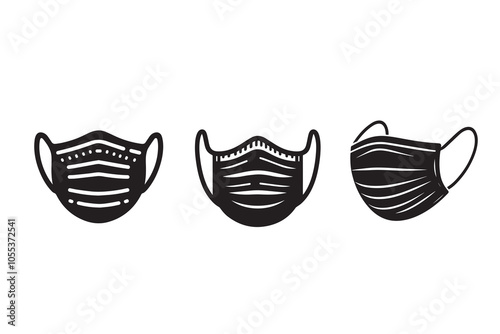 Medical Protective Face Mask Silhouette Illustration