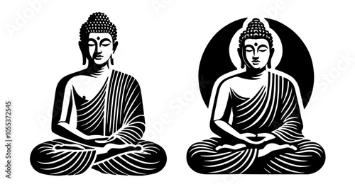 Buddha illustrations in serene meditation – enlightenment black vector