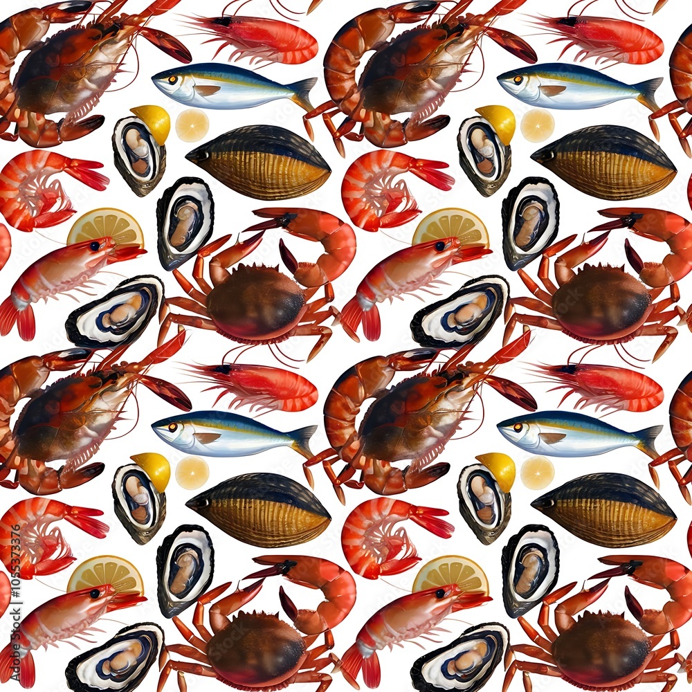 Vector seafood seamless pattern Vector seafood seamless pattern